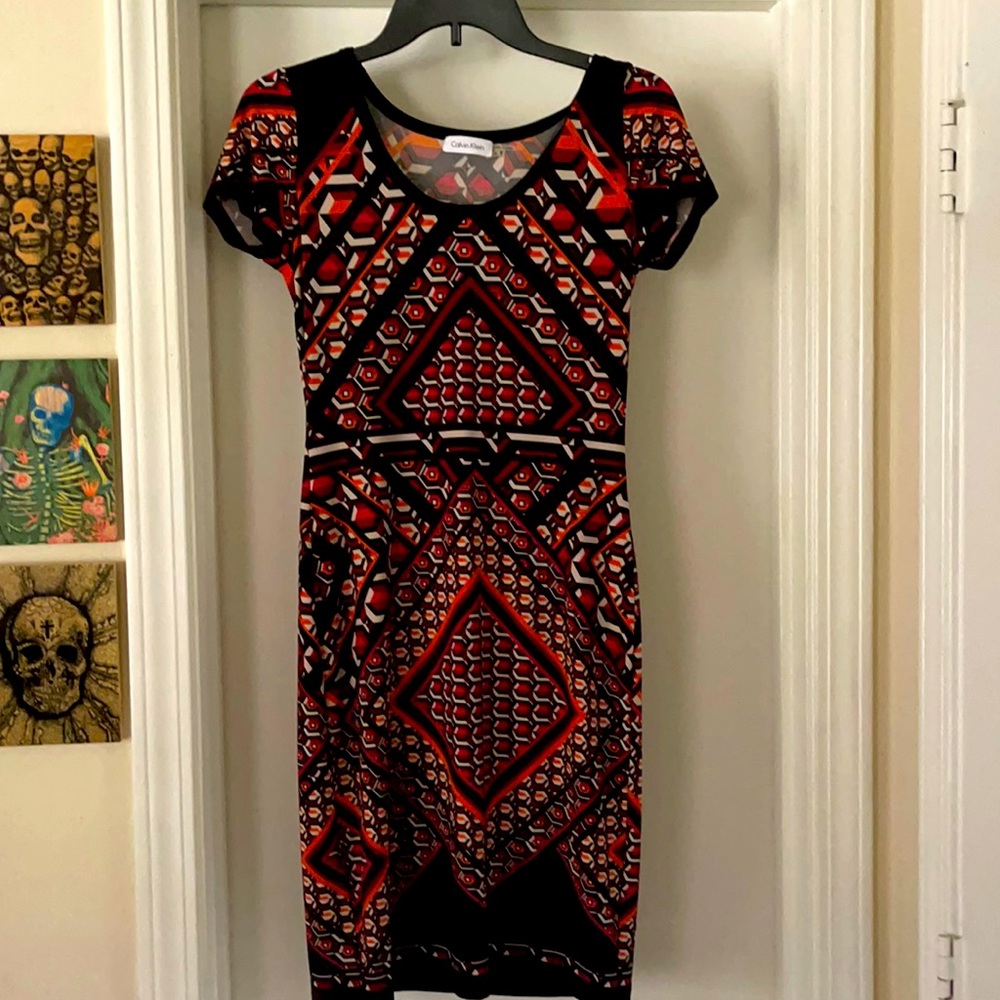 Calvin Klein beautiful Geometric pullover dress in gorgeous fall colors